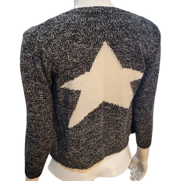 Poof Girl Youth Girl Speckled Gray Star Open Front Cardigan Sweater Size 14 Y - Picture 1 of 9